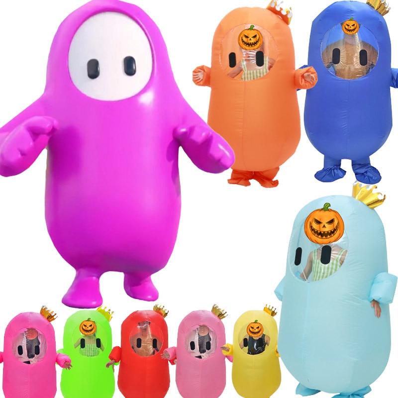 Inflatable Costume Girl Women Men Kid Adult Fall Jellybean Game Guy Anime Cosplay Halloween Birthday Party - Fall Guys Plush